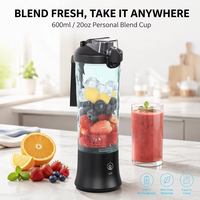 Blender portable 150W 600ml 20oz 6 lames rechargeable, blender personnel pour smoothies, milkshakes, broyeur de glace, utilisation en extérieur