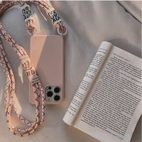 Casing ponsel silikon selempang dengan tali bahu, casing ponsel silikon selempang untuk iPhone XR 11 12 13 15 Plus Pro Max