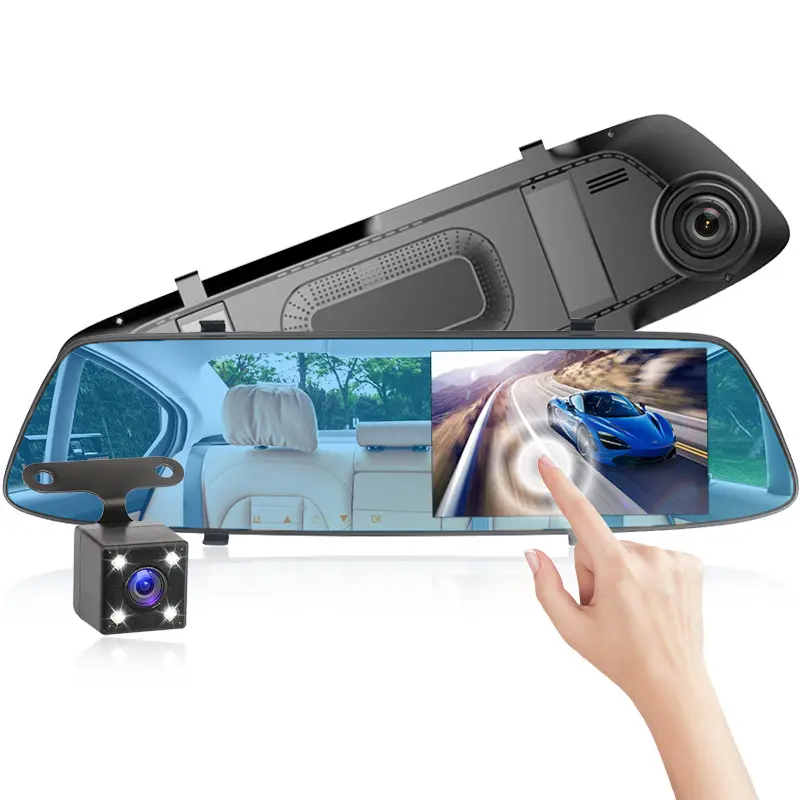 5 inch touch screen dual lens rearview mirror video recorder HD 1080P car DVR mirror dash cam