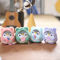 Mini porte-clés pingouin kawaii en peluche, petit animal en peluche, breloque pour sac à dos, décoration, pendentif