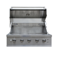 Cuisine d'extérieur Gril barbecue intégré Gril à gaz en acier inoxydable à 5 brûleurs avec LED et rôtisserie pour cuisine d'extérieur Barbecue Grill