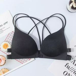 Sujetador tipo chaleco para mujer, sin aros, con cierre frontal, espalda cruzada, sujetador bandeau sin costuras - Product Image 5