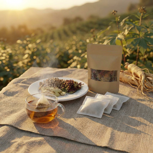 NMPT Purple Morinda Root & Abelmoschus Sagittifolius Herbal <b>Tea</b> Bags Premium 2g <b>Box</b> Packaging OEM Private Label Available - Product Image 1