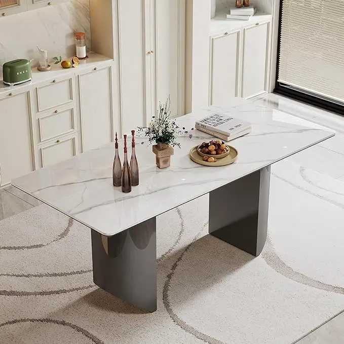 Desain baru meja makan mewah kontemporer set ruang makan beton furnitur ruang makan untuk dijual