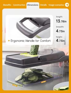<b>Multifunctional</b> Manual Eco-friendly Stainless Steel Kitchen Tools Gadgets <b>Vegetable</b> Chopper Silk Dicing <b>Cutter</b> Shredded Potato - Product Image 3