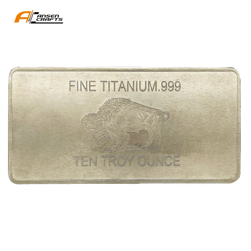 Logam Art Display 10 Mainan Ons. 999 America Buffalo 10 Oz Titanium Bullion Ingot Pack dengan Tas Opp untuk Penggunaan Sekolah