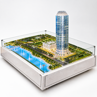 Maquette architecturale personnalisée de bâtiment immobilier avec éclairage LED, modèle de présentation paysagère pour les développeurs