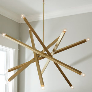 Bare Brass Geometric Chandelier Contemporary Design Elegant Wall Mount <b>Light</b> <b>Fixture</b> Diwali Living Room Dining Area Lobby - Product Image 1