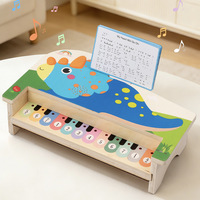Wooden Children Piano Dinosaur Dolphin Music Table Electronic Keyboard Toy Kids Early Education Wooden Musical Instrument Toy
