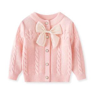 Tricot vente en gros, chandails décontractés tricotés à la main pour bébés filles et enfants - Product Image 5