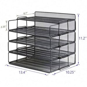 Office Home Desktop Metal Wire Mesh 4 Tiers Document <b>Tray</b> A4 Paper <b>Tray</b> Modern Design Desk <b>File</b> Organizer - Product Image 4