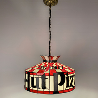 Teinté coloré mosaïque verre soudé à la main processus fer Art décoration Tiffany Style Pizza cabane lustre suspension lampe