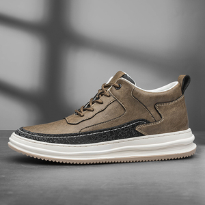 Chaussures à <span class=keywords><strong>talon</strong></span> compensé pour hommes, baskets d'été respirantes en maille et cuir de vache, semelle intérieure rehaussante pour le sport, talons de 6 cm ou 8 cm en option, décontractées - Product Image 4