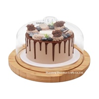 Plateau à gâteau en bois avec couvercle en acrylique, présentoir à desserts, support de rangement domestique, plateau à collations, assiette en bois massif, design moderne et minimaliste