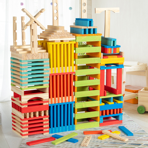 Montessori gỗ rắn đa chức năng xếp chồng lên nhau cao giáo dục sớm lắp ráp xây dựng khối gỗ rắn - Product Image 1