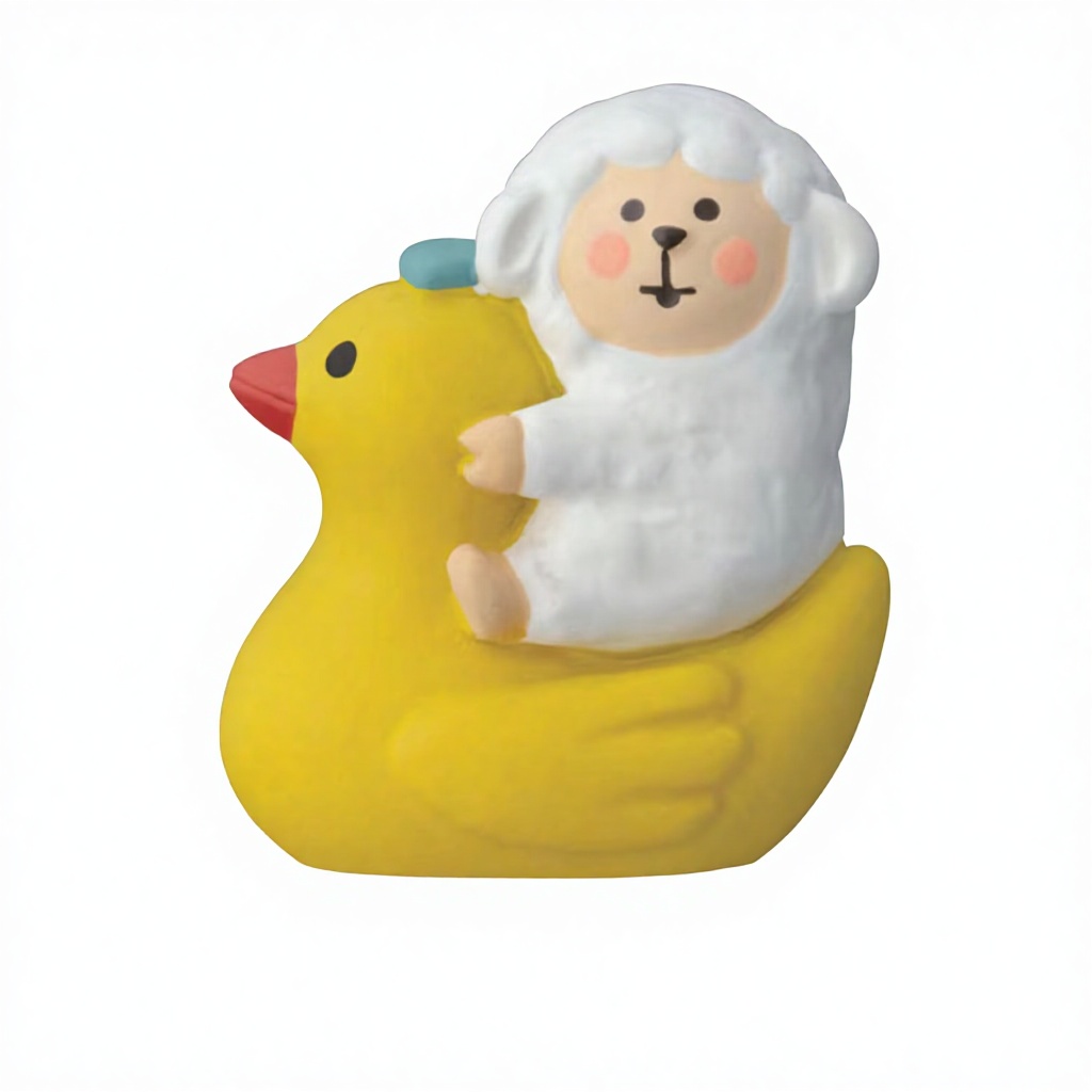 Monter sur un petit canard jaune et un mouton