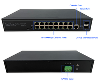 16 Port RJ45 Tembaga Ethernet 2.5G 1G 2 Switch Jaringan 12vdc Terkelola Serat Gigabit SFP L2