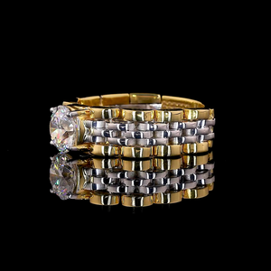 Entrelace Lab Diamond Ring Solitario redondo con banda tejida de dos tonos - Product Image 2