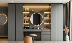 Custom Modern High-End Freestanding Solid Color Painted <b>Wardrobe</b> with Storage Function for Bedroom and Living Room Furniture - Product Image 2