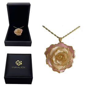 Coffret cadeau pour la fête des mères, bijoux en métal, collier en <span class=keywords><strong>or</strong></span> plaqué <span class=keywords><strong>or</strong></span> avec fleur de rose, coffret cadeau pour une joyeuse fête des mères - Product Image 1