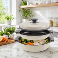 Plat de cuisson multifonctionnel en pierre pour micro-ondes avec revêtement PTFE, idéal pour rôtir et cuire rapidement sans huile et sainement