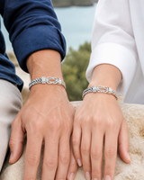 Nueva Pulsera Magnética Unisex de Acero Inoxidable con Doble Hilera de Eslabones Positivos y Negativos, Diseño de Quilla, con Microincrustaciones, Tendencia 2025