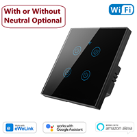 Module de relais pour interrupteurs muraux intelligents sans neutre EWelink Smart Life avec programmation horaire 240V 600W, interrupteur tactile en PC, Wi-Fi
