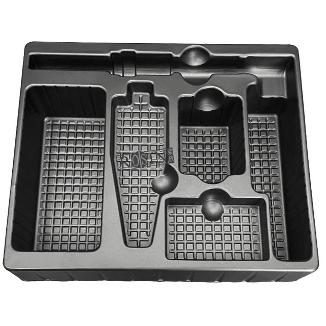 Custom Rectangle PET ESD PCB Packaging PS Black Plastic Blister Tray Vacuum Forming Antistatic ESD Plastic Blister Esd Tray