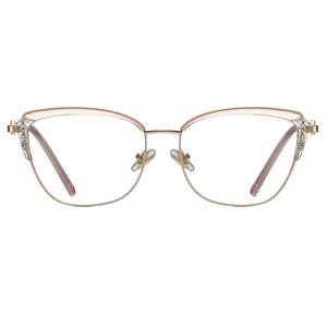 Nouvelles montures de lunettes ovales élégantes anti-lumière bleue avec strass, monture intégrale en métal TR90, unisexe, protection des verres AC - Product Image 5