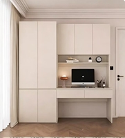 Meuble combiné moderne pour chambre et salon : bureau en bois intégré, armoire, table d'étude, étagère et rangement
