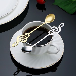 Manufacturer's stainless steel musical note <b>spoon</b>, long-handled <b>coffee</b> and bird's nest stirring <b>spoon</b>, high-value gold dessert - Product Image 2
