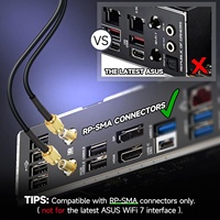 Antenne WiFi 7 Tri-Bande Eightwood 6GHz/5GHz/2.4GHz RP-SMA à base magnétique pour PC de bureau, carte mère gaming PCIe et routeur