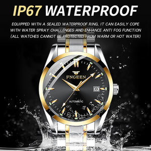 Montre-bracelet mécanique automatique Calendar Blue Nail, cadran ajouré, 41 mm, aiguilles, bracelet en acier inoxydable, résistance à l'eau 30 m, pour homme - Product Image 4