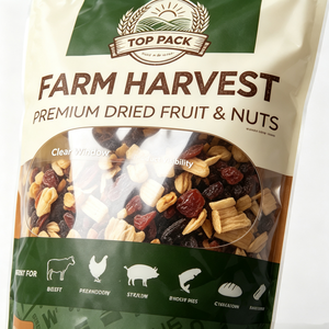 Sachet Doypack Personnalisé OEM, MOQ 500, Qualité Alimentaire, avec Fenêtre Transparente Brillante, pour Fruits Secs, Noix, Mélange de Grains, Snacks Agricoles, Vente au Détail - Product Image 2