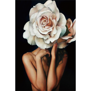 Belle femme avec le visage couvert <span class=keywords><strong>de</strong></span> fleurs peinture art mural <span class=keywords><strong>de</strong></span> luxe photo impression sur toile et affiche pour la décoration <span class=keywords><strong>de</strong></span> la maison - Product Image 6