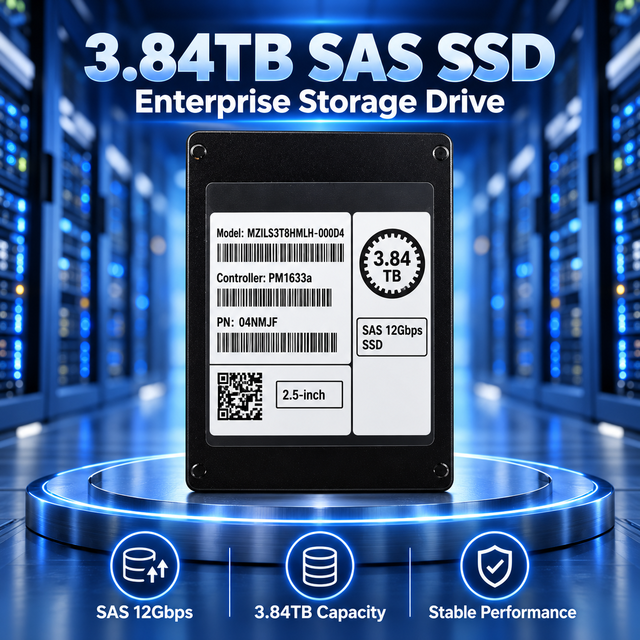 For Dell 04NMJF MZILS3T8HMLH 000D4 3.84TB 2.5 Inch SFF SAS 12Gbps Enterprise Plus SSD PM1633a Read Intensive Hot Swap Drive