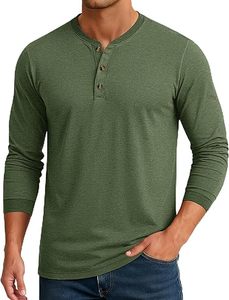Camisetas Henley de <span class=keywords><strong>Manga</strong></span> <span class=keywords><strong>Larga</strong></span> para <span class=keywords><strong>Hombre</strong></span>, Camisetas de Algodón <span class=keywords><strong>con</strong></span> 3 <span class=keywords><strong>Botones</strong></span>, Estilo Casual Básico - Product Image 1