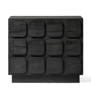 Commode en bois de manguier avec finition noire, meuble de rangement en bois pour chambre à coucher, salon, organisation de la maison - Product Image 1
