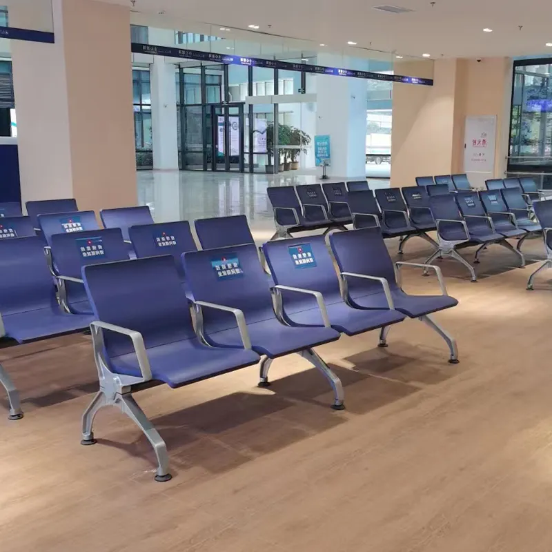 Luxury Pu Foam Padding Aluminum 3 Seater Airport Waiting Room Chair Waiting Seats Used For Bank Hospital