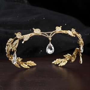 Luxo barroco cristal redondo nupcial coroa testa pingente coroa metal grande aniversário casamento cabelo tiara cabeça coroa para as mulheres - Product Image 5