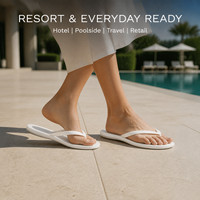 Damen Einfarbige Schlanke Zehensteg-Sandalen mit Offener Spitze, Plateau und Slip-On-Design für Sommer, Pool und Strand, mit Individuellem Logo