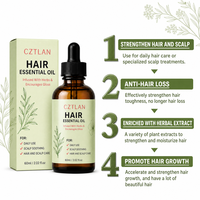 Huile Essentielle Capillaire 60ml, Huile de Romarin Naturelle Pure à Base de Plantes, Huile Nourrissante Végane pour Soins des Cheveux et de la Peau