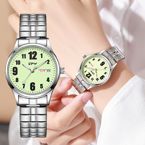 Custom Private Label Fashion Couple Luminous <b>Calendar</b> Alloy Case Quartz Movement Stainless Steel Watch for Men Women Wholesale - Product Image 2