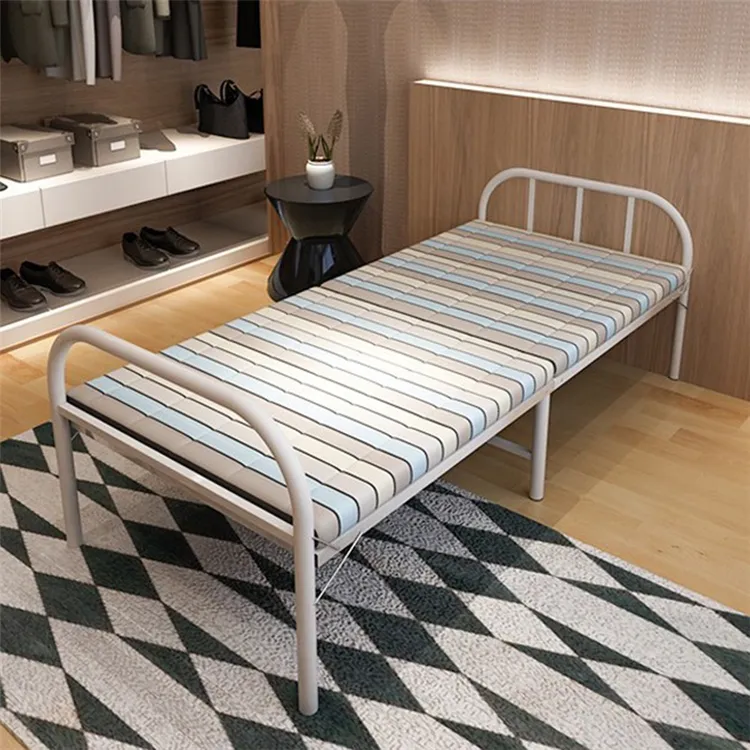 Cama de hierro forjado plegable para Hotel, cama de Metal Extra plegable