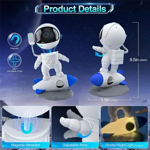 APP Remote Control Astronaut Rocket Nebula Projector Night Light Magnetic Galaxy Starry Projection Lamp Bluetooth White Noise