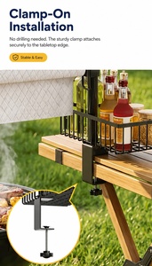 Support de rangement pliable moderne multi-usage en acier au carbone <span class=keywords><strong>pour</strong></span> accessoires de barbecue extérieur, organisateur de grillades, épices et essuie-tout - Product Image 6