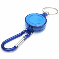 Logo personnalisé porte-clés multifonctionnel en métal pour l'extérieur avec bobine d'insigne rétractable corde de sécurité télescopique et anti-perte pour boucle