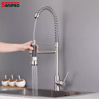 SANIPRO Robinet de Cuisine Rotatif à 360 Degrés avec Douchette Extensible et Ressort, Mitigeur d'Évier en Acier Inoxydable, Robinets de Cuisine Gourmet