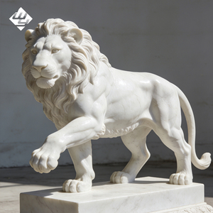 รูปปั้นสิงโตชายหินอ่อนสีขาวสไตล์ยุโรป ขัดเงาด้วยมือ งานแกะสลักหานไป๋หยู รูปปั้นสิงโตทรงพลัง สำหรับตกแต่งสวนสาธารณะหรือวิลล่ากลางแจ้ง - Product Image 3