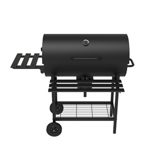 Multifunctional Patio Barbecue Grill Charcoal Smoke Grill With Trolley And Side Shelf For Outdoor Cooking - Product Image 1